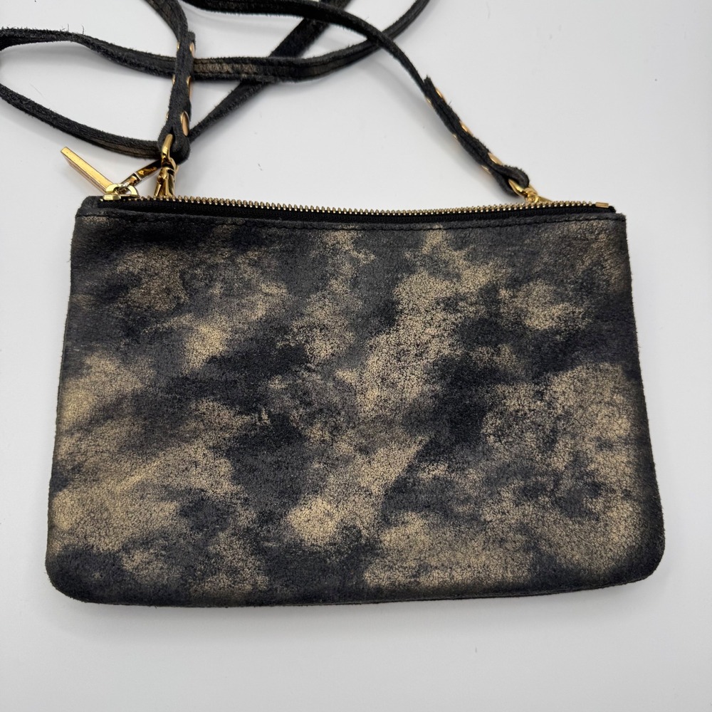 Hammitt Los Angeles VIP Small Crossbody Bag Black Gold Distressed Leather Rivet - Picture 4 of 14